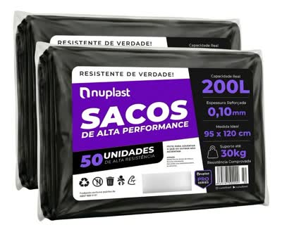 Saco De Lixo 200 Litros Reforçado 100un Nuplast Fabrica